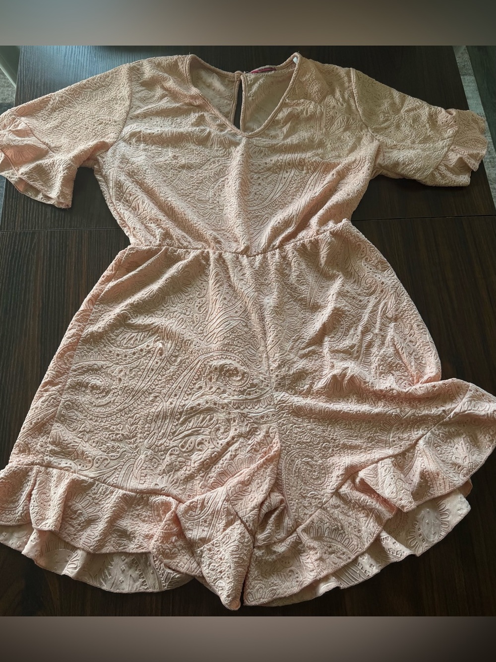 XXL/2X Women's Lace Romper - Blush Pink